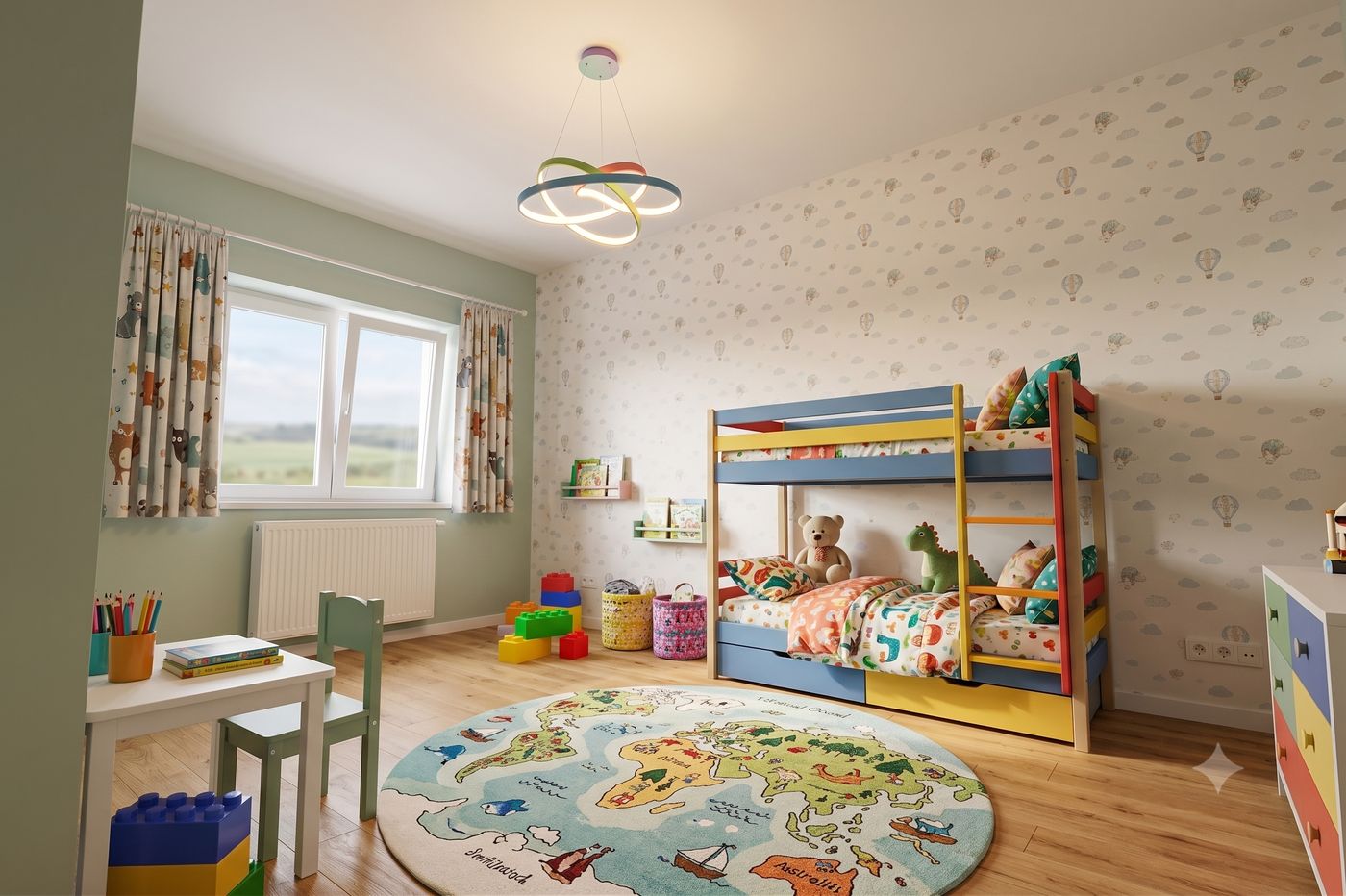 Same room, finished as a kids' room, option 2